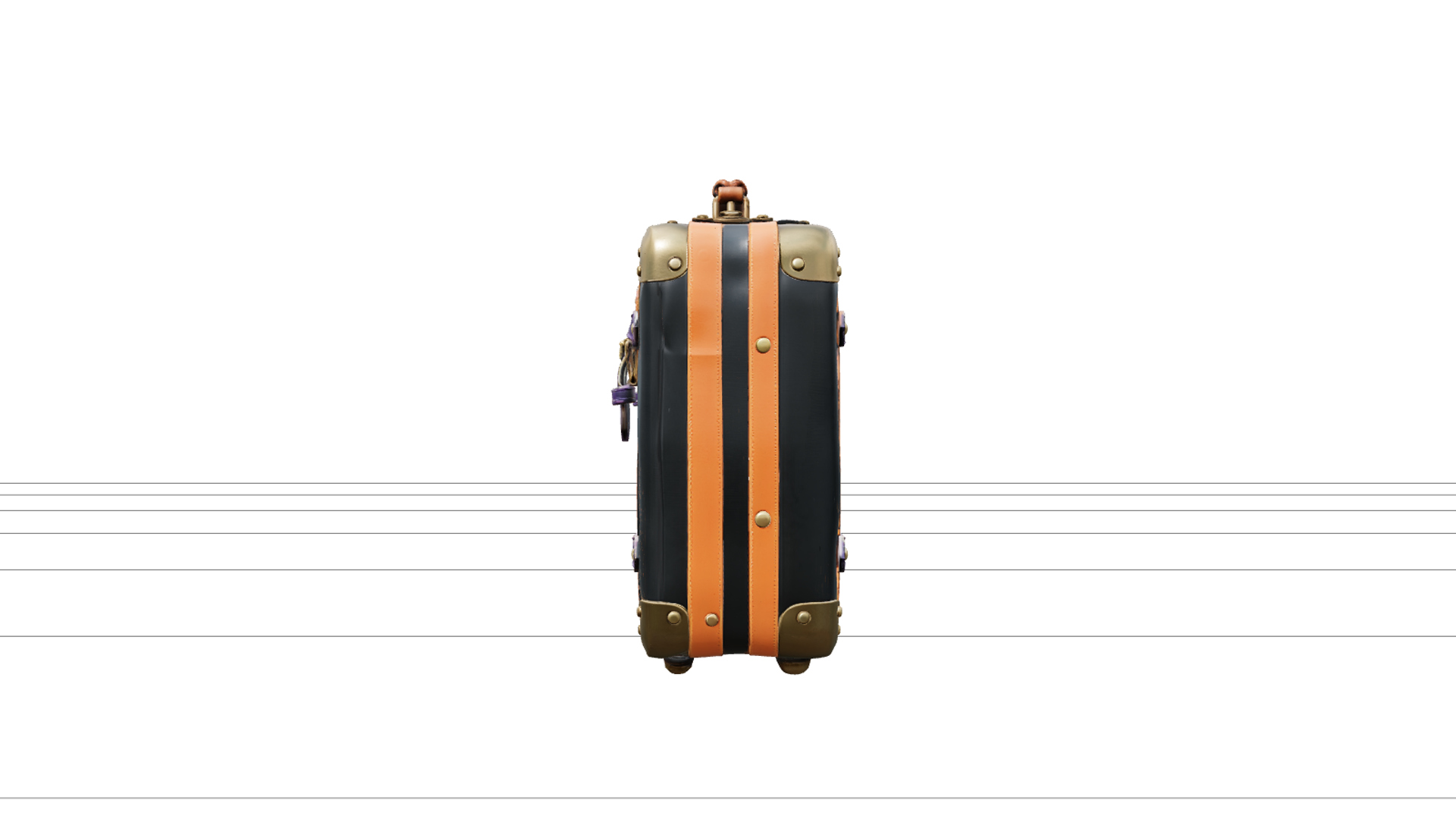 Halloween Suitcase with Purple Straps and Buckles 3D Model 3D Model