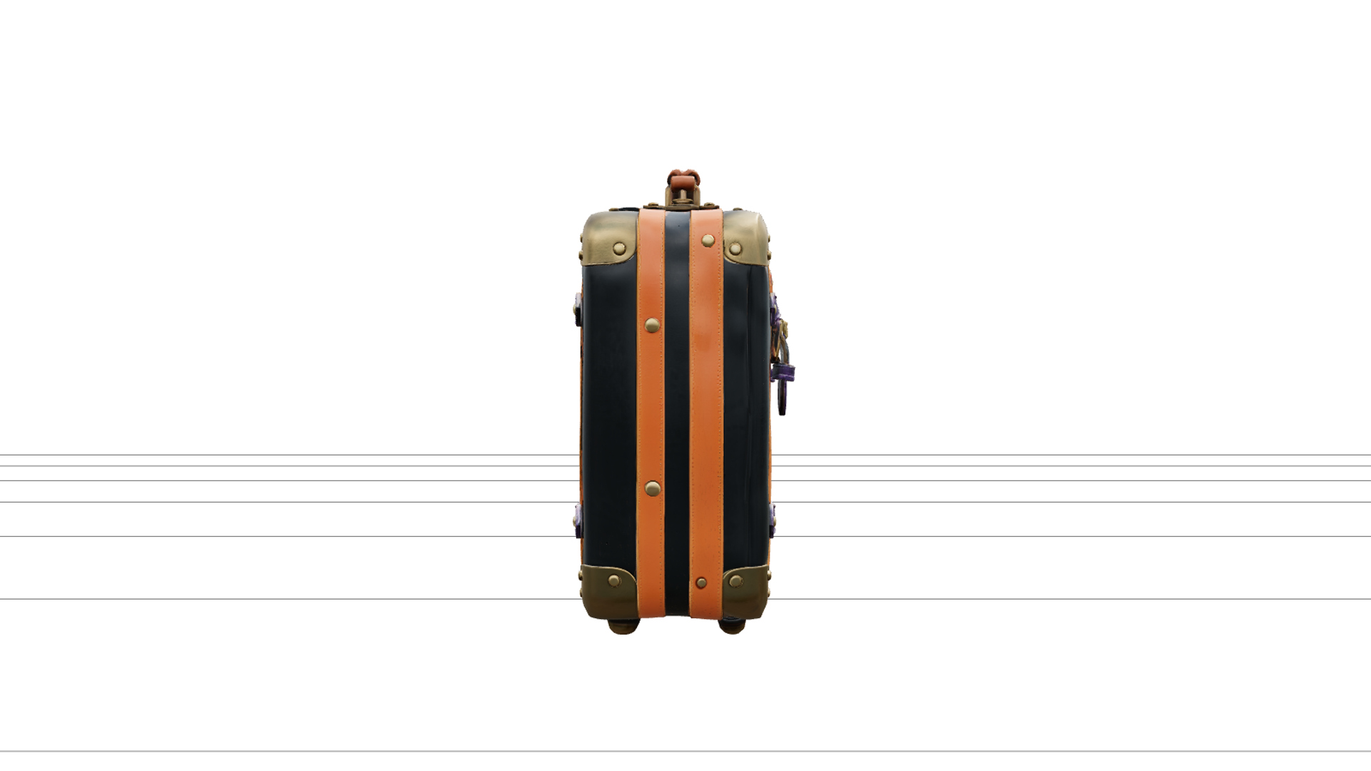 Halloween Suitcase with Purple Straps and Buckles 3D Model 3D Model