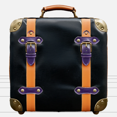 Halloween Suitcase with Purple Straps and Buckles 3D Model