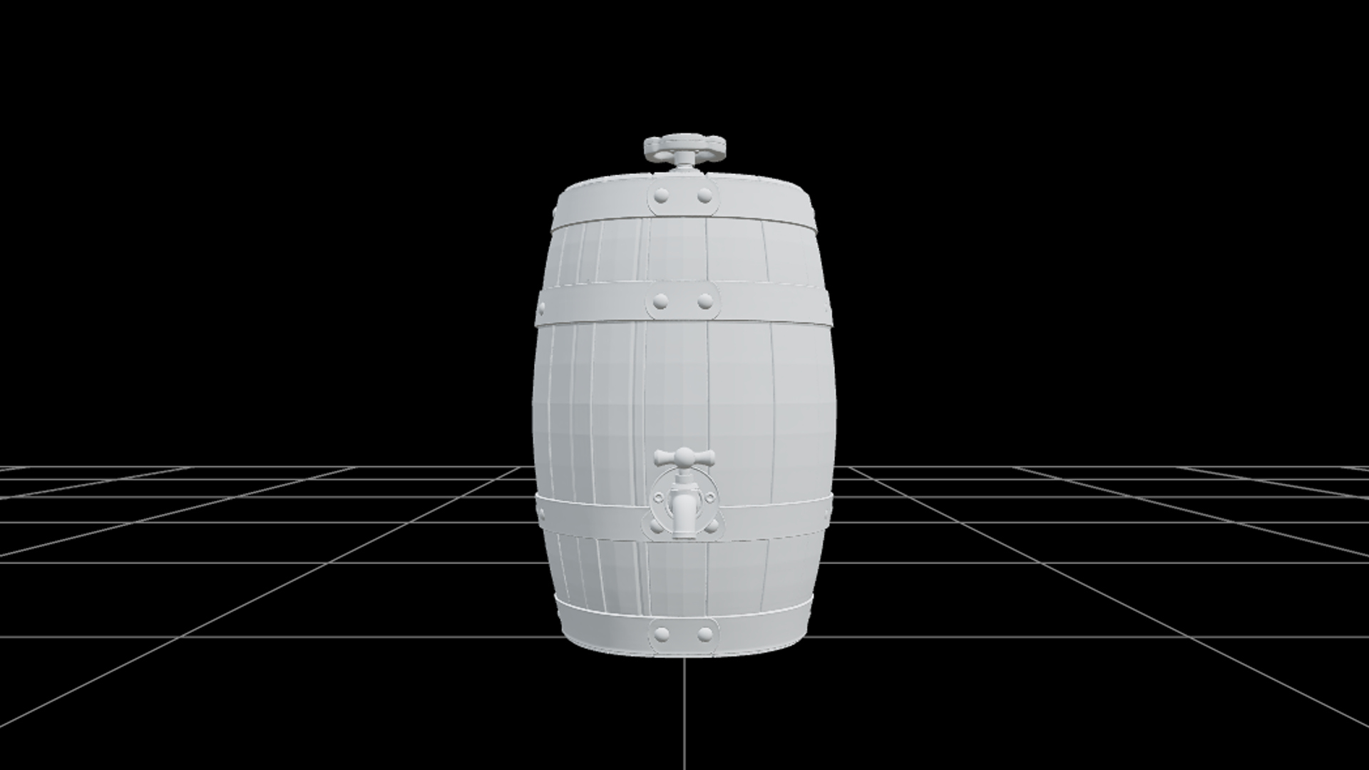 Halloween Wooden Keg with Purple Valve and Brass Tap 3D Mode 3D Model