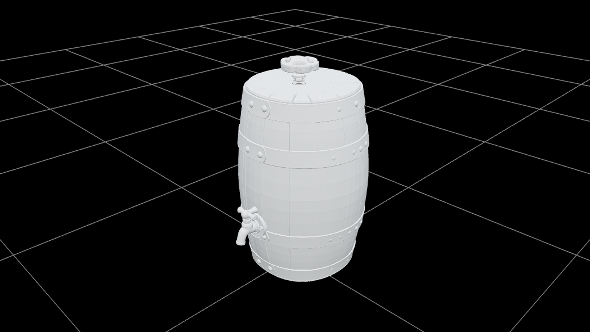 Halloween Wooden Keg with Purple Valve and Brass Tap 3D Mode 3D Model