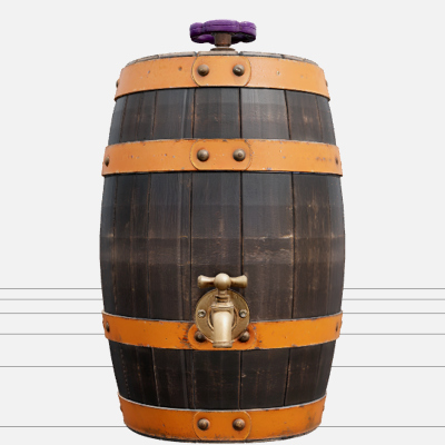 Halloween Wooden Keg with Purple Valve and Brass Tap 3D Mode