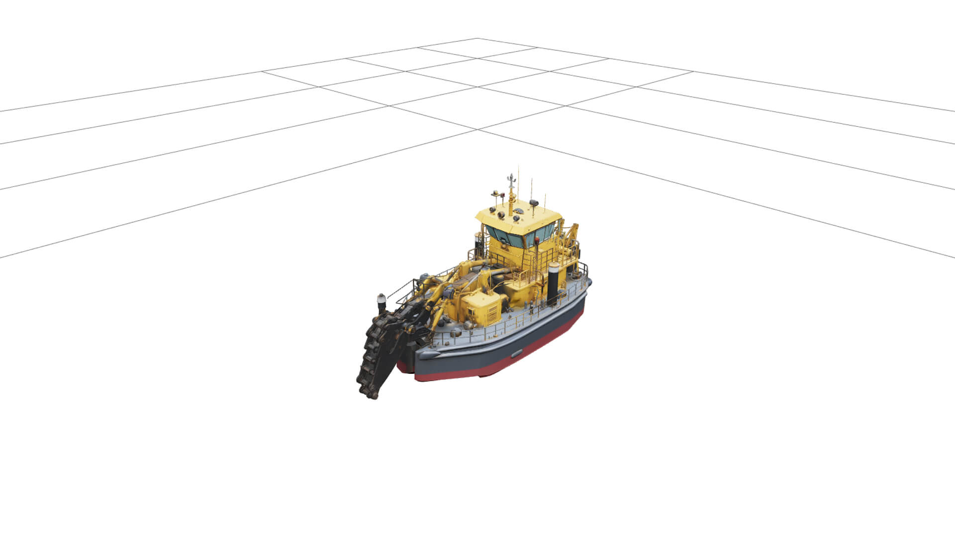 Harbor Dredger Vessel Industrial Model Bright Yellow 3D Model