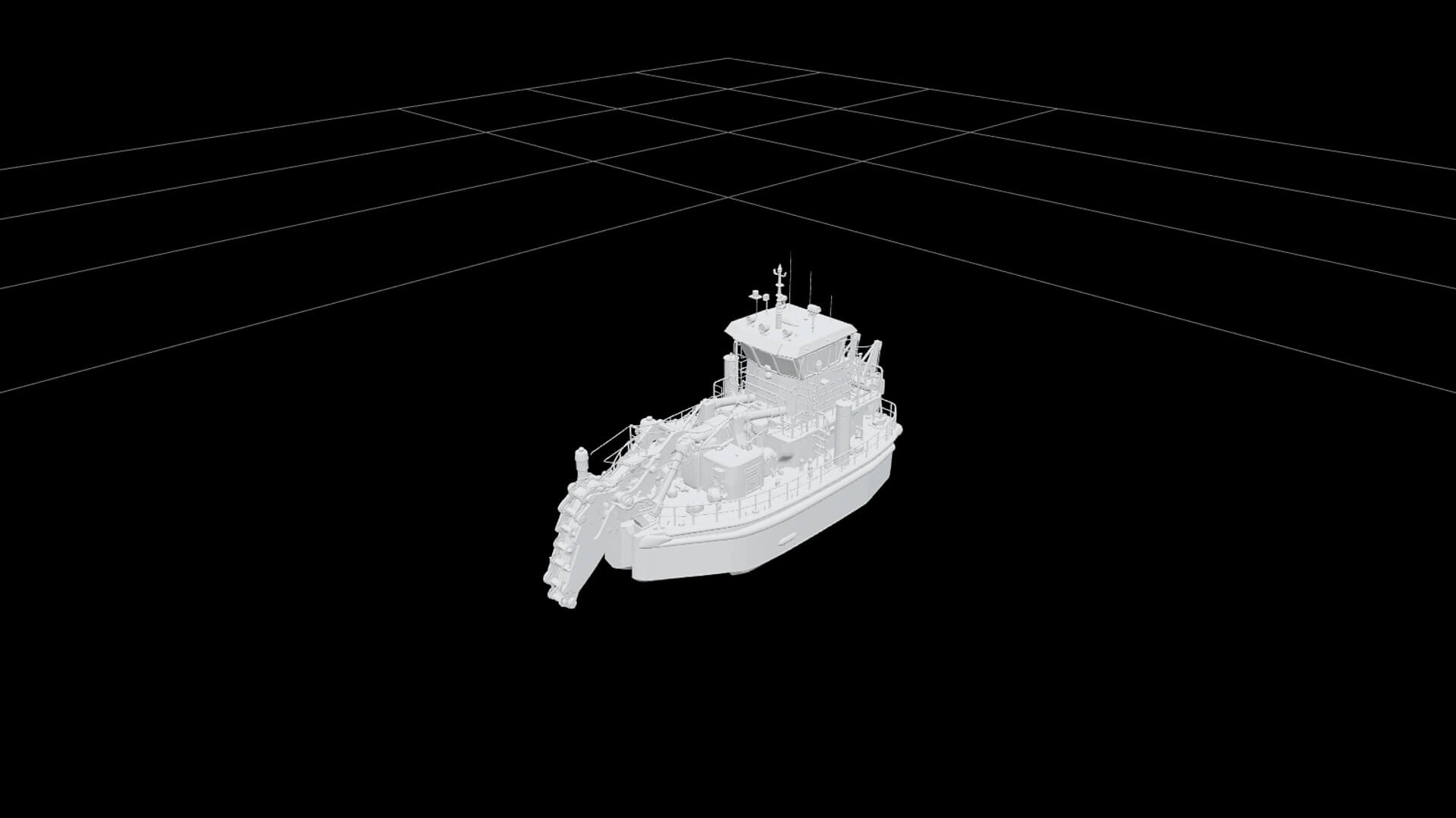 Harbor Dredger Vessel Industrial Model Bright Yellow 3D Model