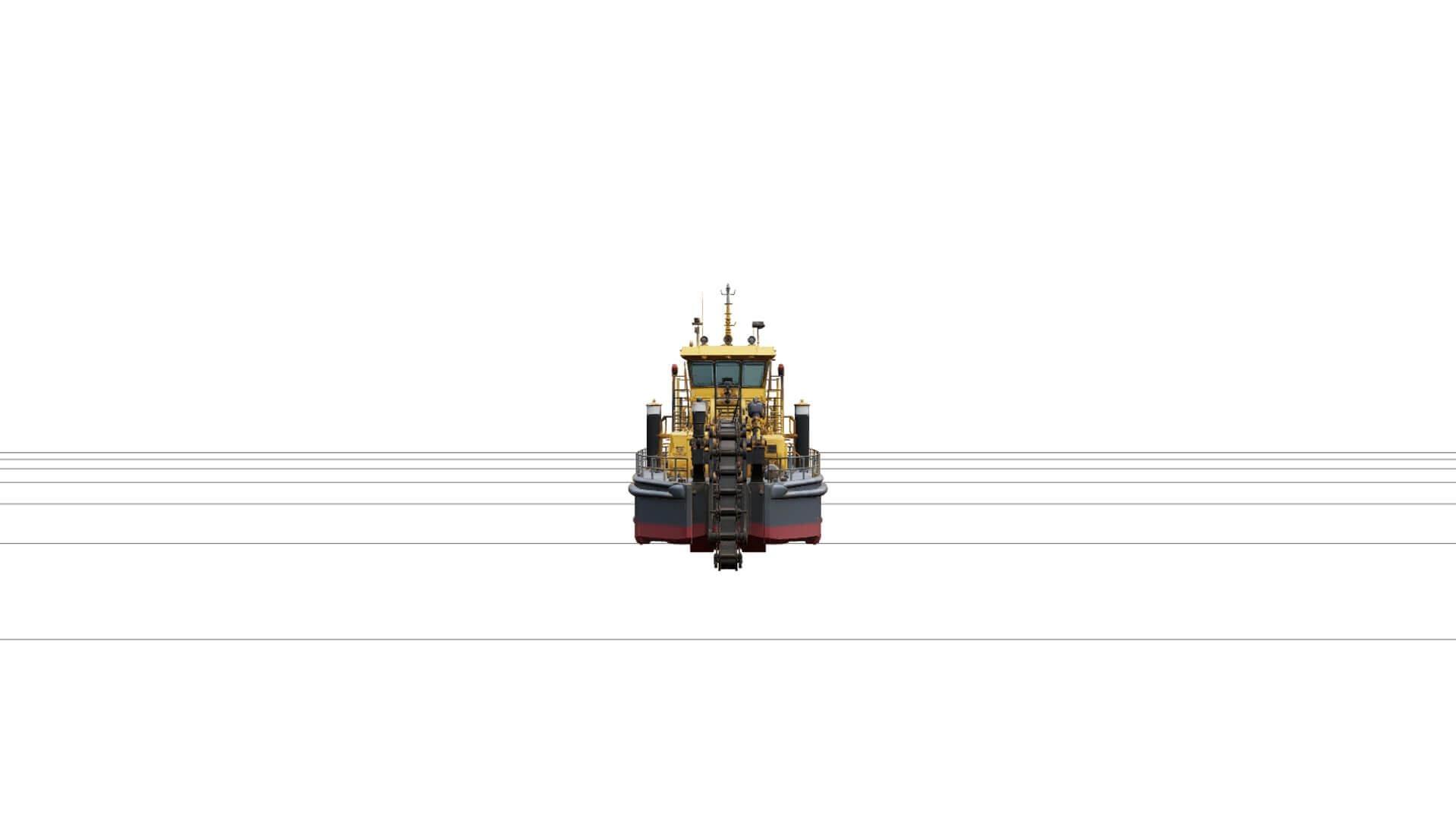 Harbor Dredger Vessel Industrial Model Bright Yellow 3D Model
