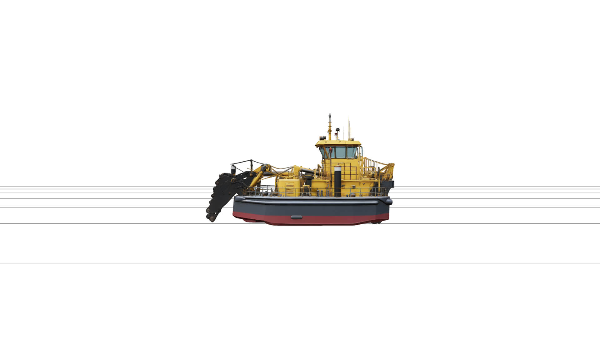Harbor Dredger Vessel Industrial Model Bright Yellow 3D Model