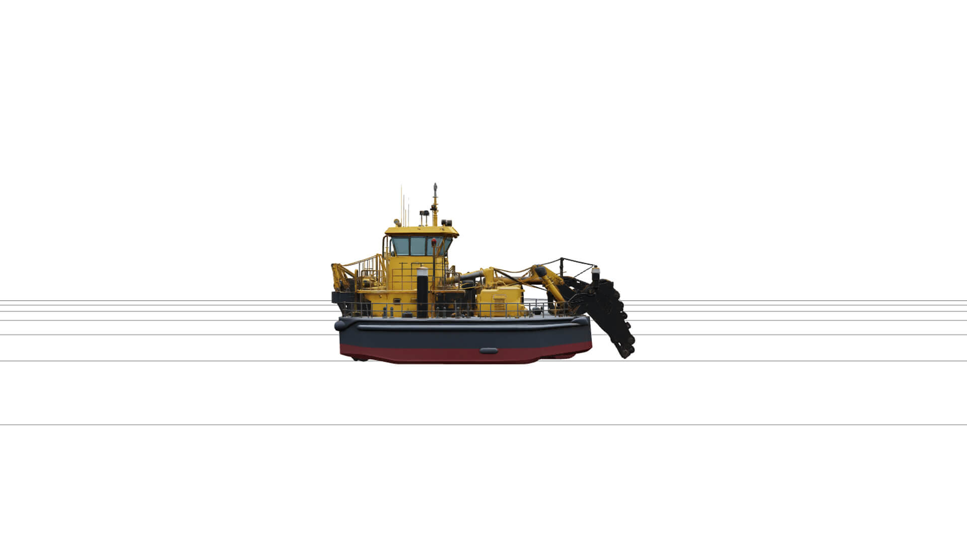 Harbor Dredger Vessel Industrial Model Bright Yellow 3D Model