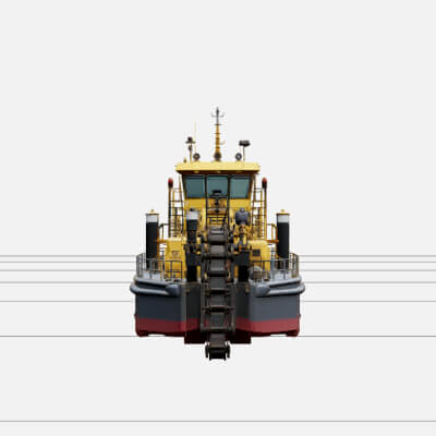 Harbor Dredger Vessel Industrial Model Bright Yellow