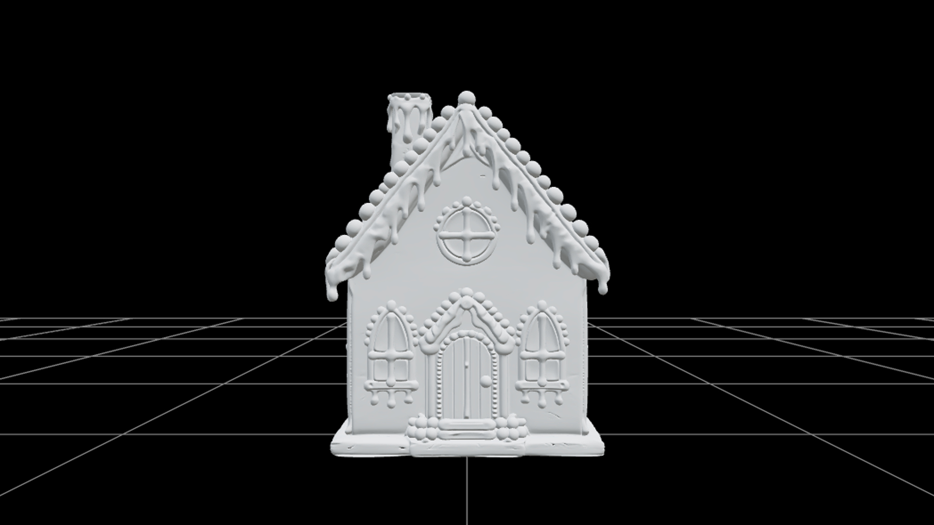 Haunted Gingerbread House with Purple Icing 3D Model Asset 3D Model
