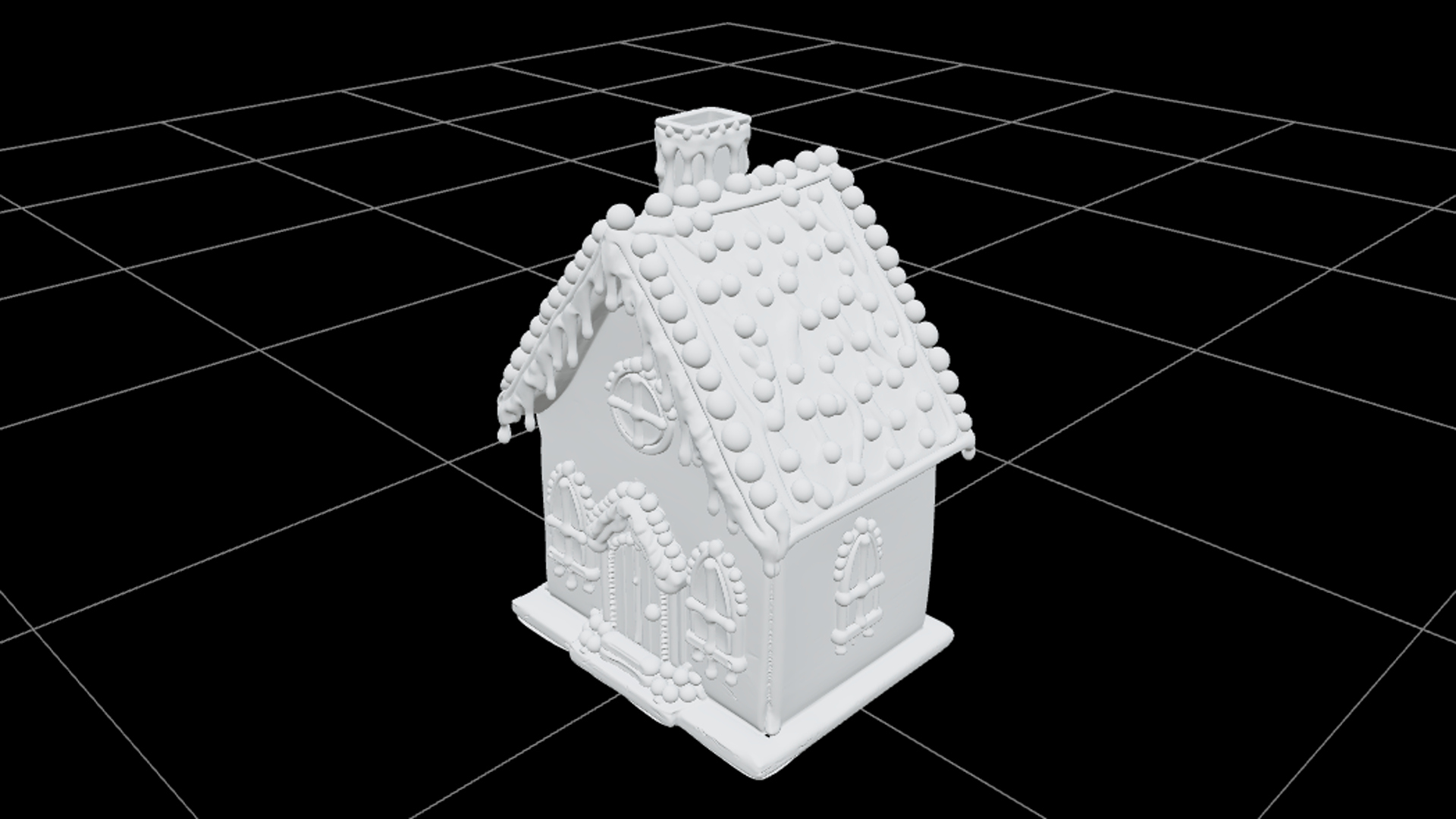 Haunted Gingerbread House with Purple Icing 3D Model Asset 3D Model
