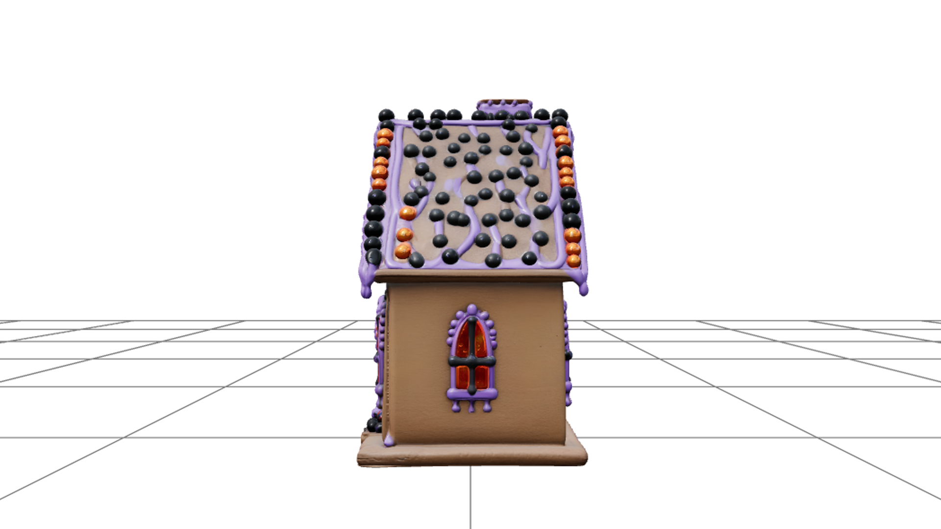 Haunted Gingerbread House with Purple Icing 3D Model Asset 3D Model