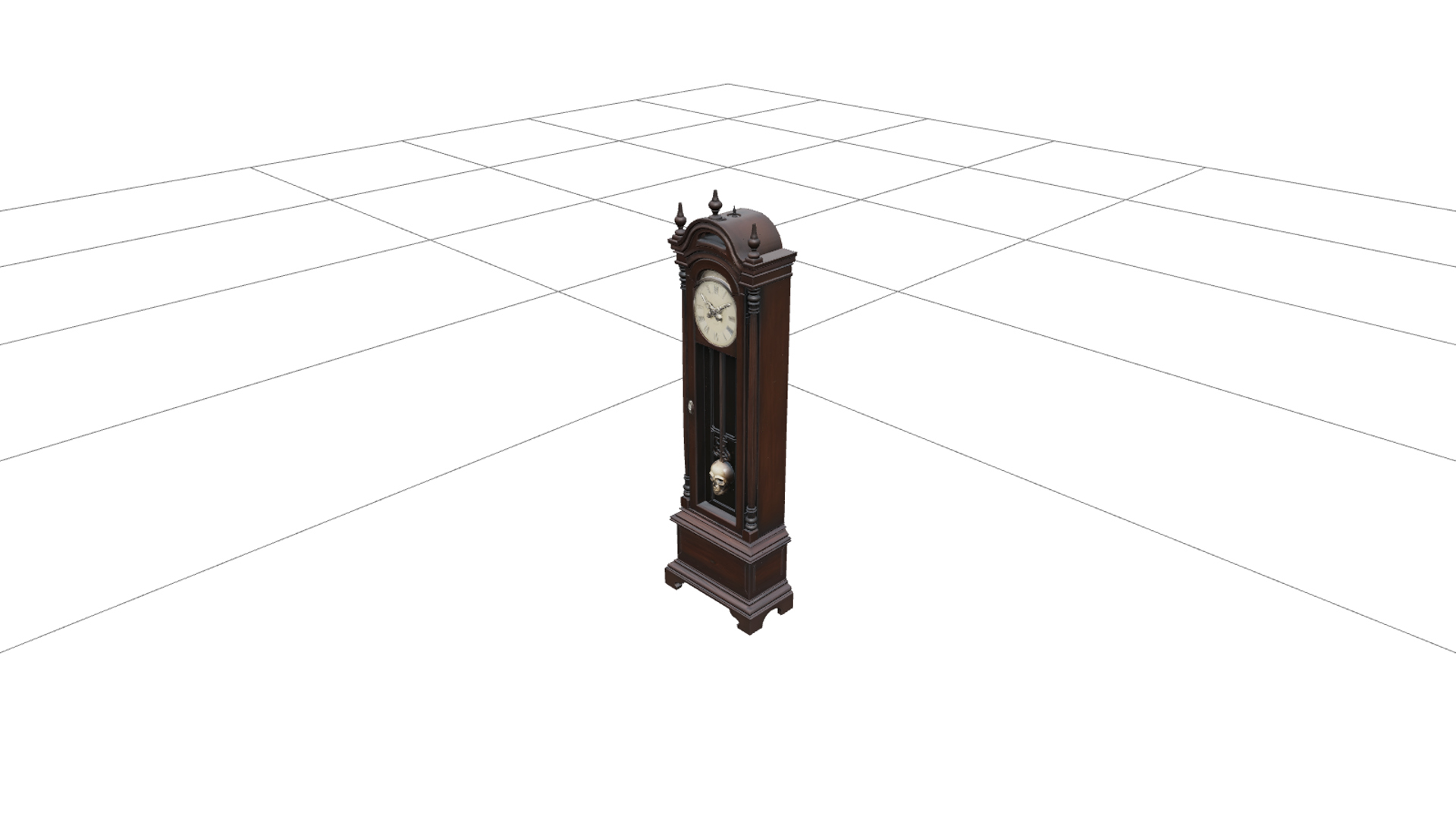 Haunted Grandfather Clock with Skull Pendulum 3D Model Asset 3D Model