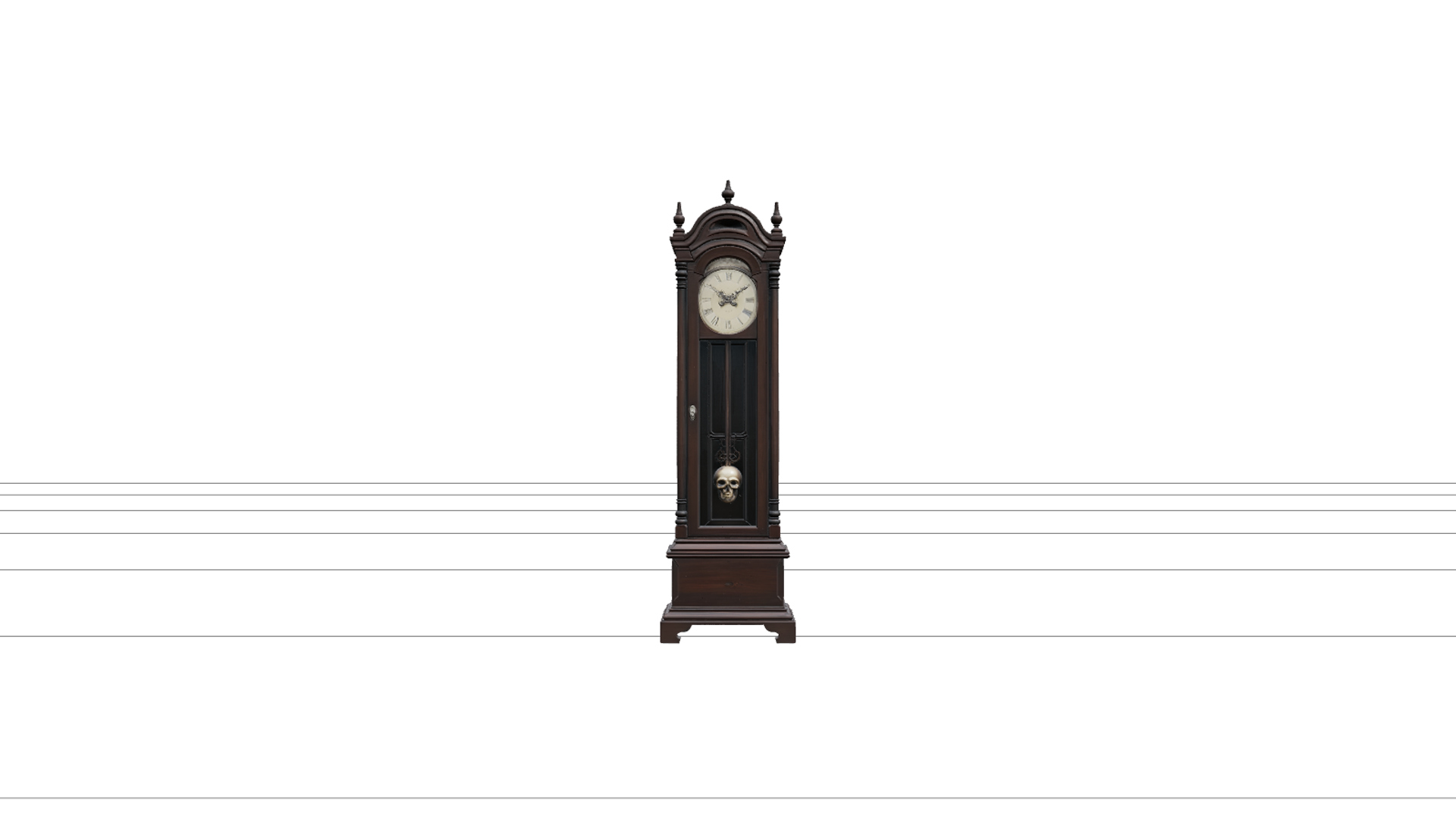 Haunted Grandfather Clock with Skull Pendulum 3D Model Asset 3D Model