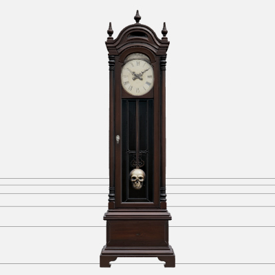 Haunted Grandfather Clock with Skull Pendulum 3D Model Asset