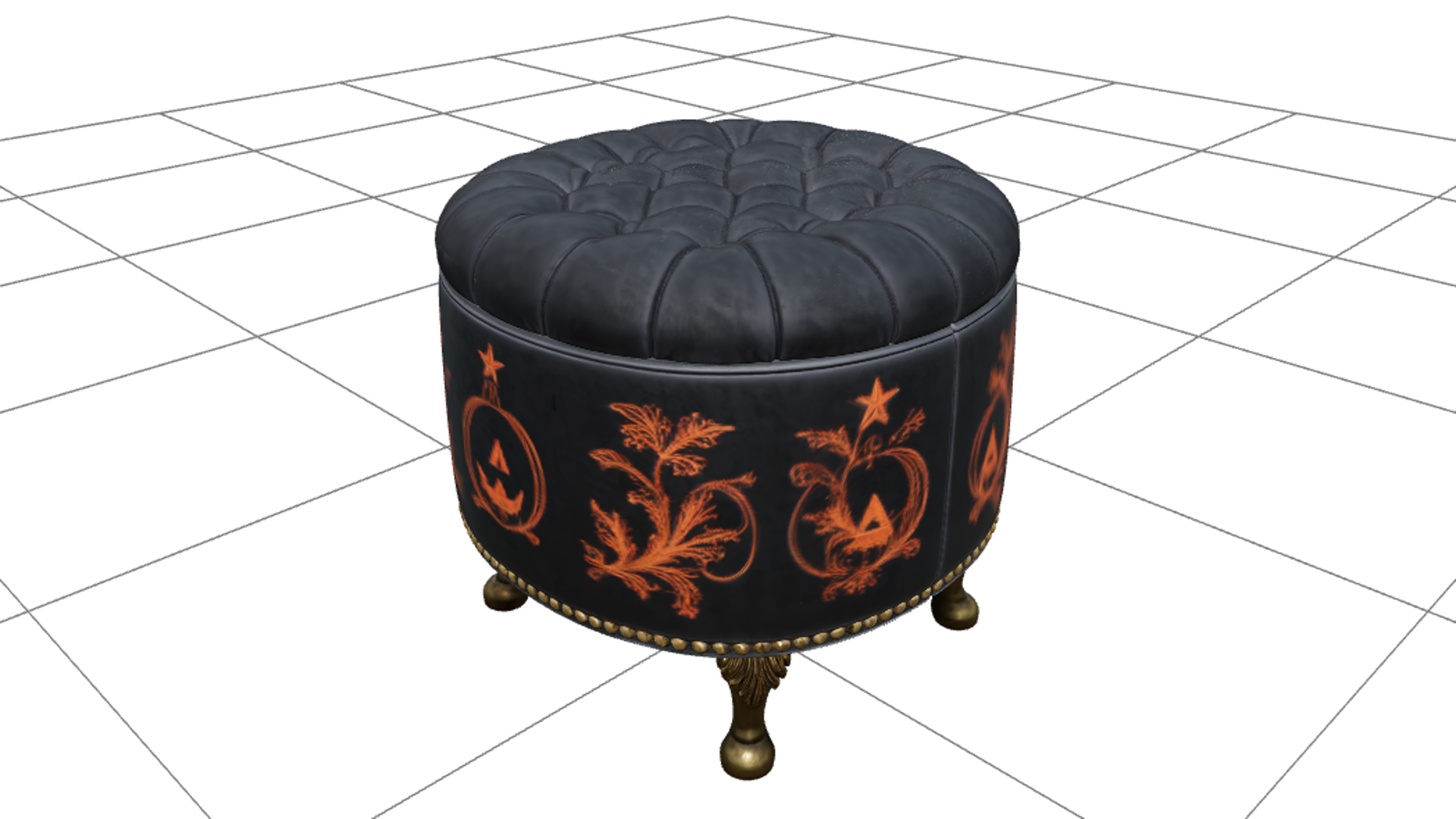 Haunted Lantern with Amber Glass and Bat Handle 3D Model 3D Model