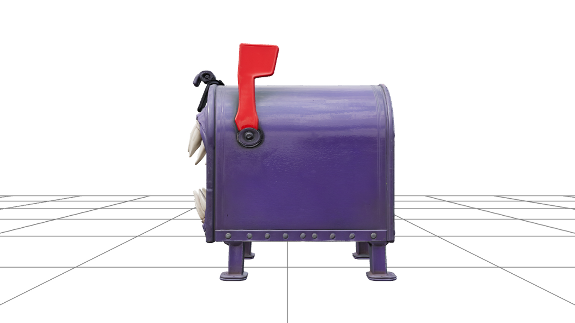 Haunted Mailbox with Red Flag and Fang Shaped Opening 3D Mod 3D Model