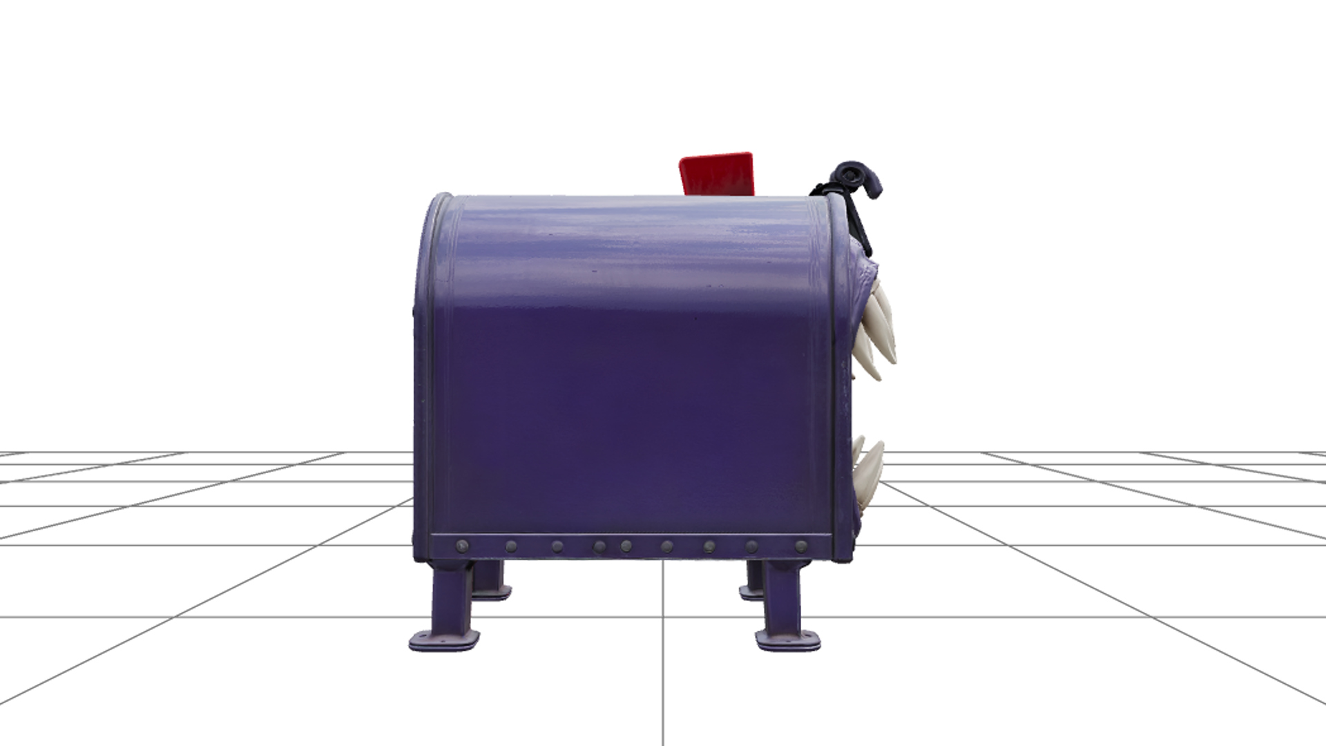 Haunted Mailbox with Red Flag and Fang Shaped Opening 3D Mod 3D Model