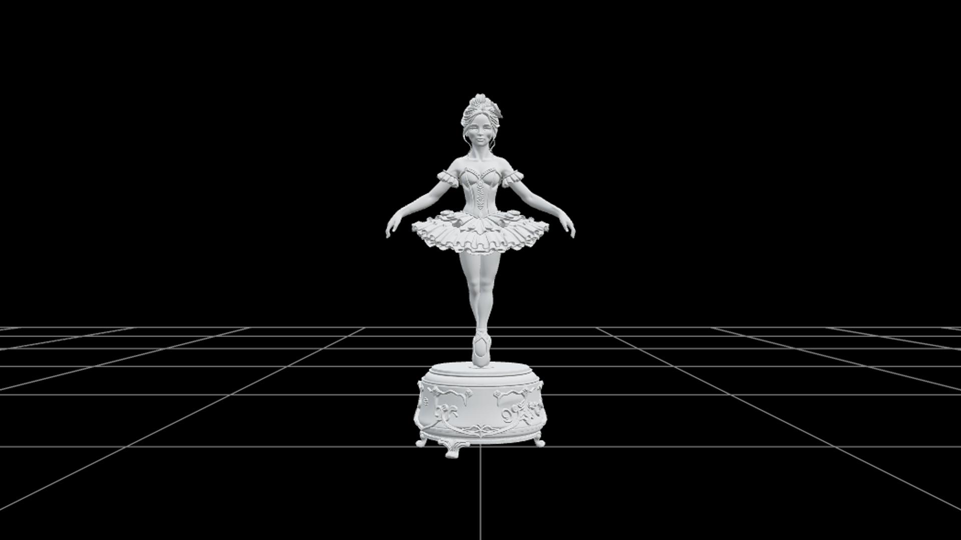 Haunted Music Box Ballerina Crimson Pedestal 3D Model Asset 3D Model