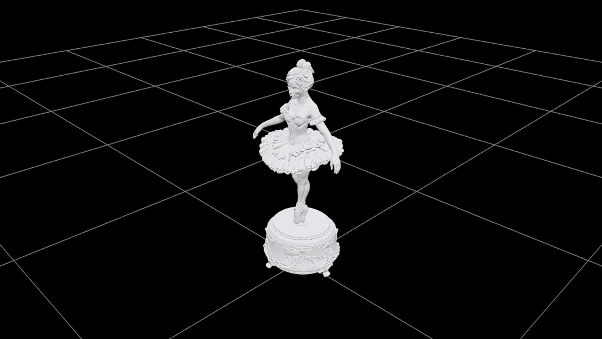 Haunted Music Box Ballerina Crimson Pedestal 3D Model Asset 3D Model