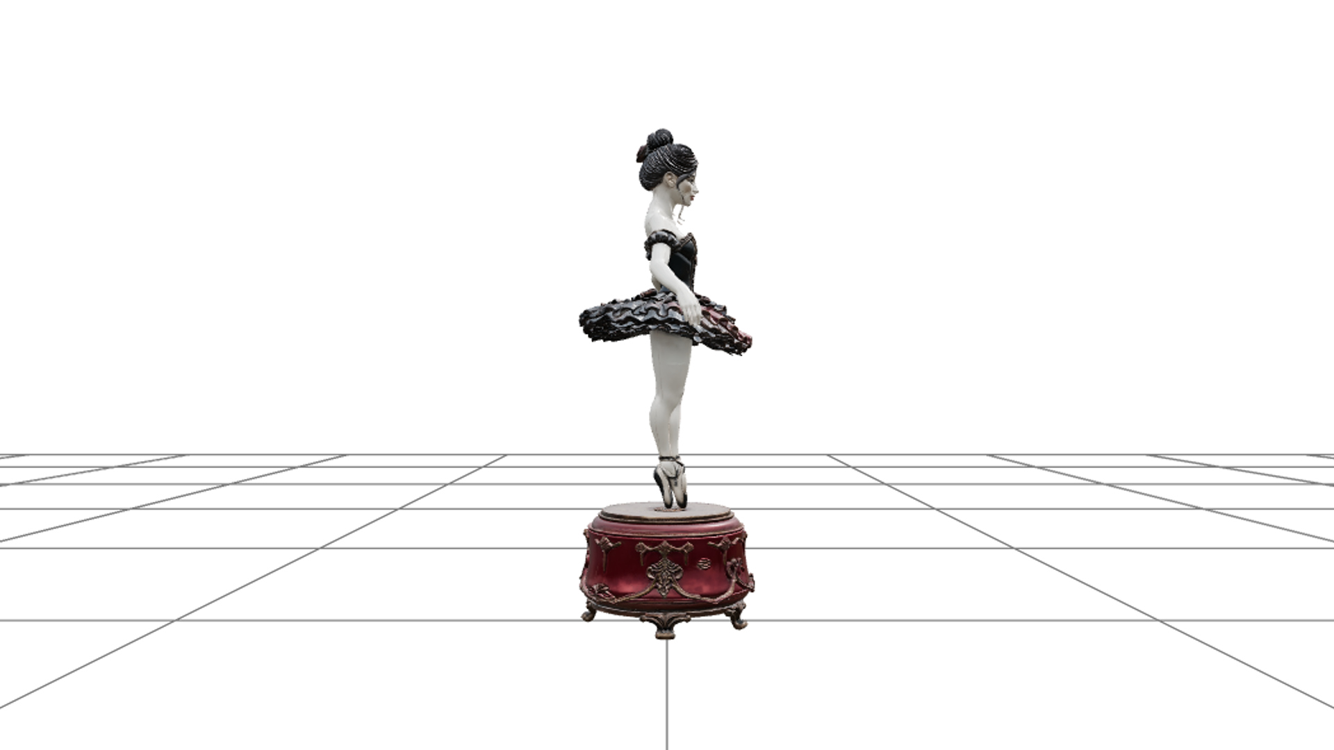 Haunted Music Box Ballerina Crimson Pedestal 3D Model Asset 3D Model