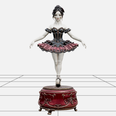 Haunted Music Box Ballerina Crimson Pedestal 3D Model Asset