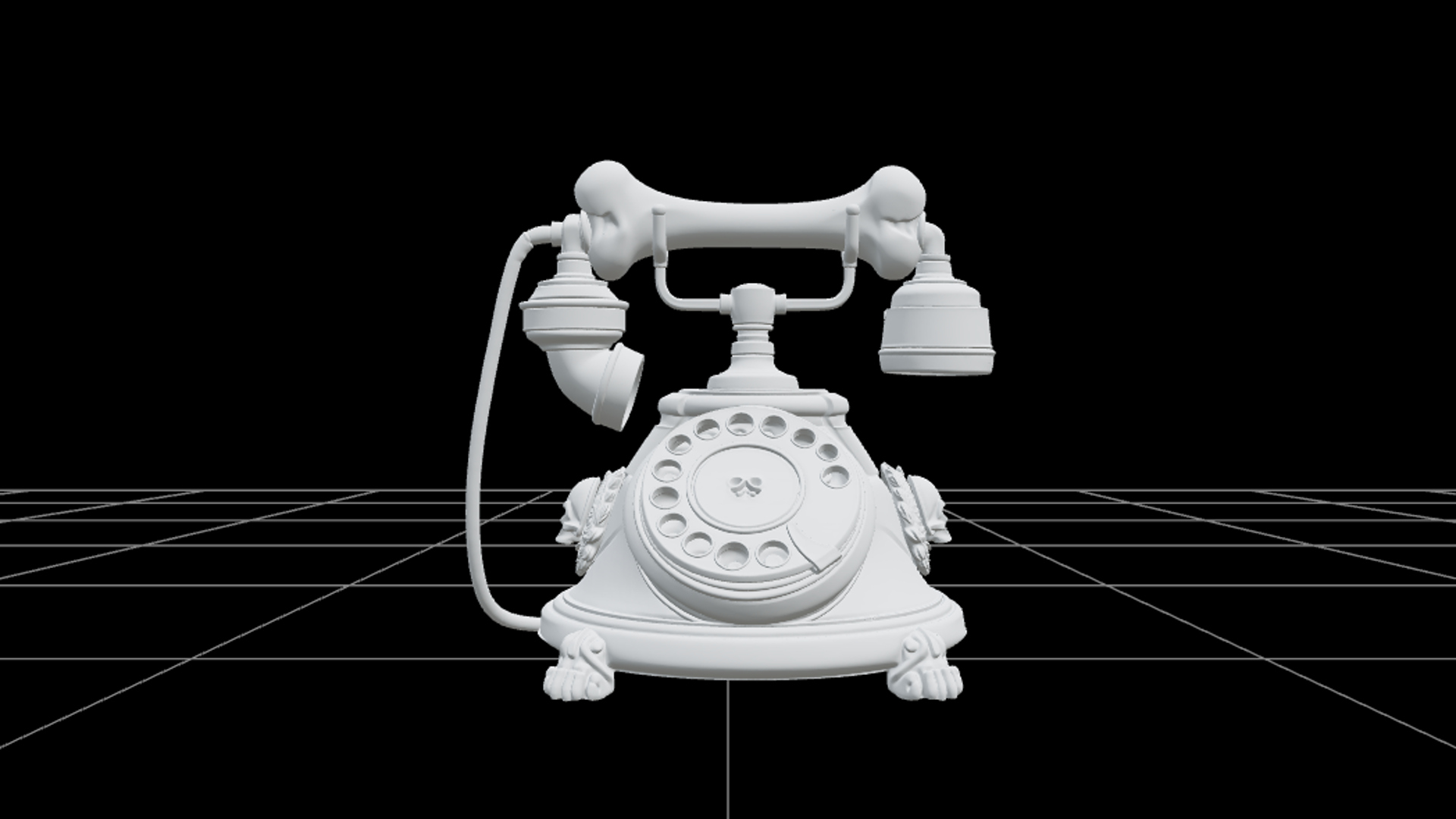 Haunted Rotary Phone with Brass and Bone Handset 3D Model 3D Model