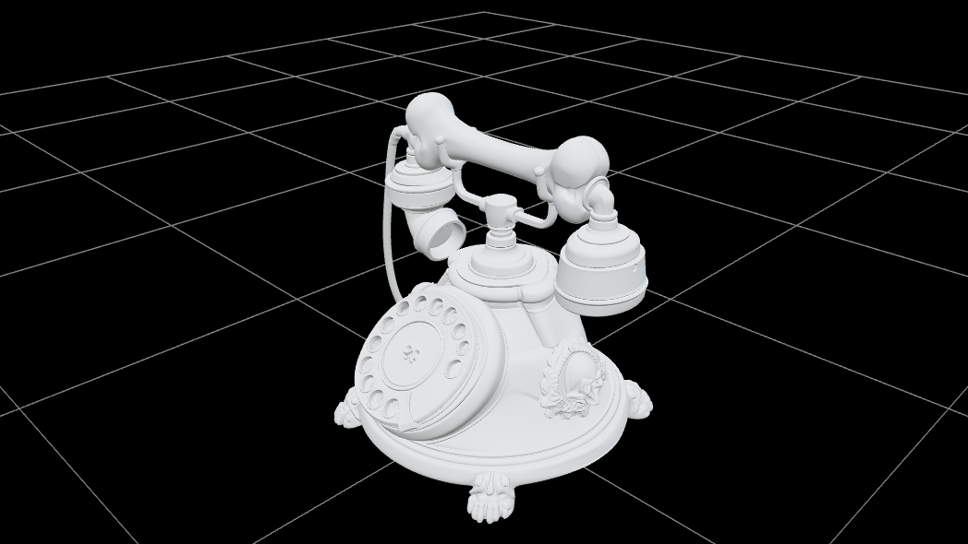 Haunted Rotary Phone with Brass and Bone Handset 3D Model 3D Model