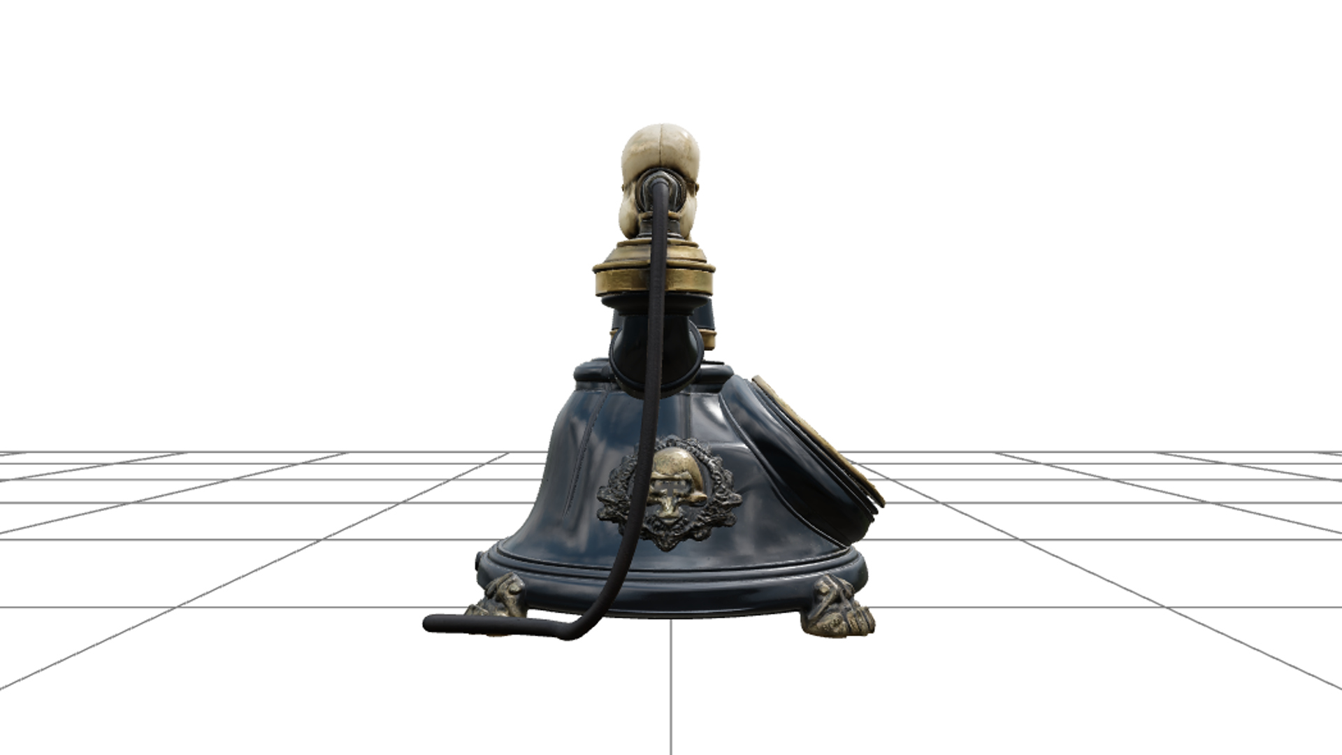 Haunted Rotary Phone with Brass and Bone Handset 3D Model 3D Model