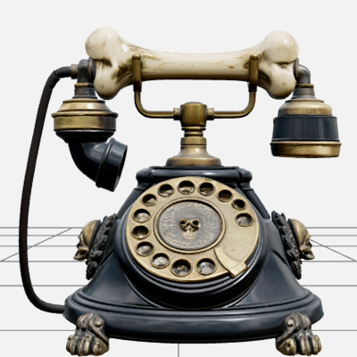 Haunted Rotary Phone with Brass and Bone Handset 3D Model