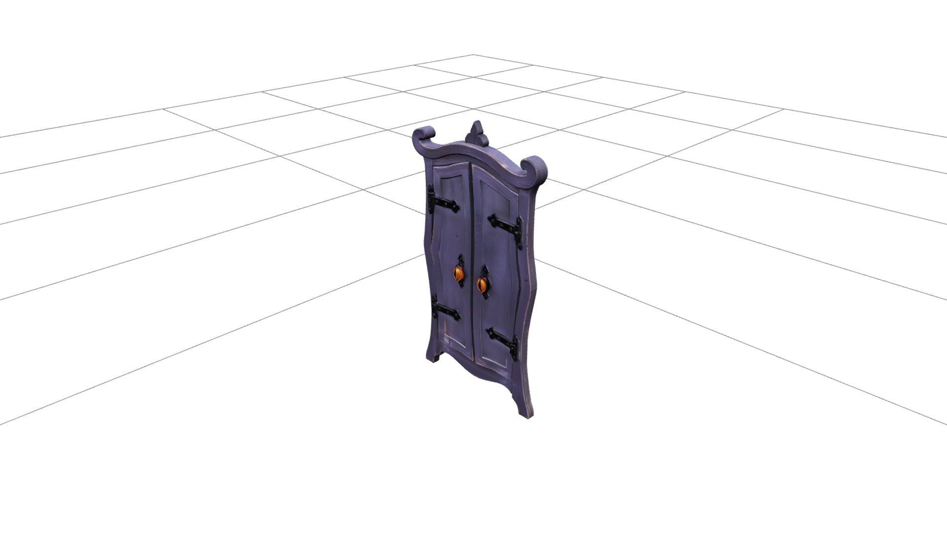 Haunted Wardrobe with Purple Doors and Eye Handles 3D Model 3D Model