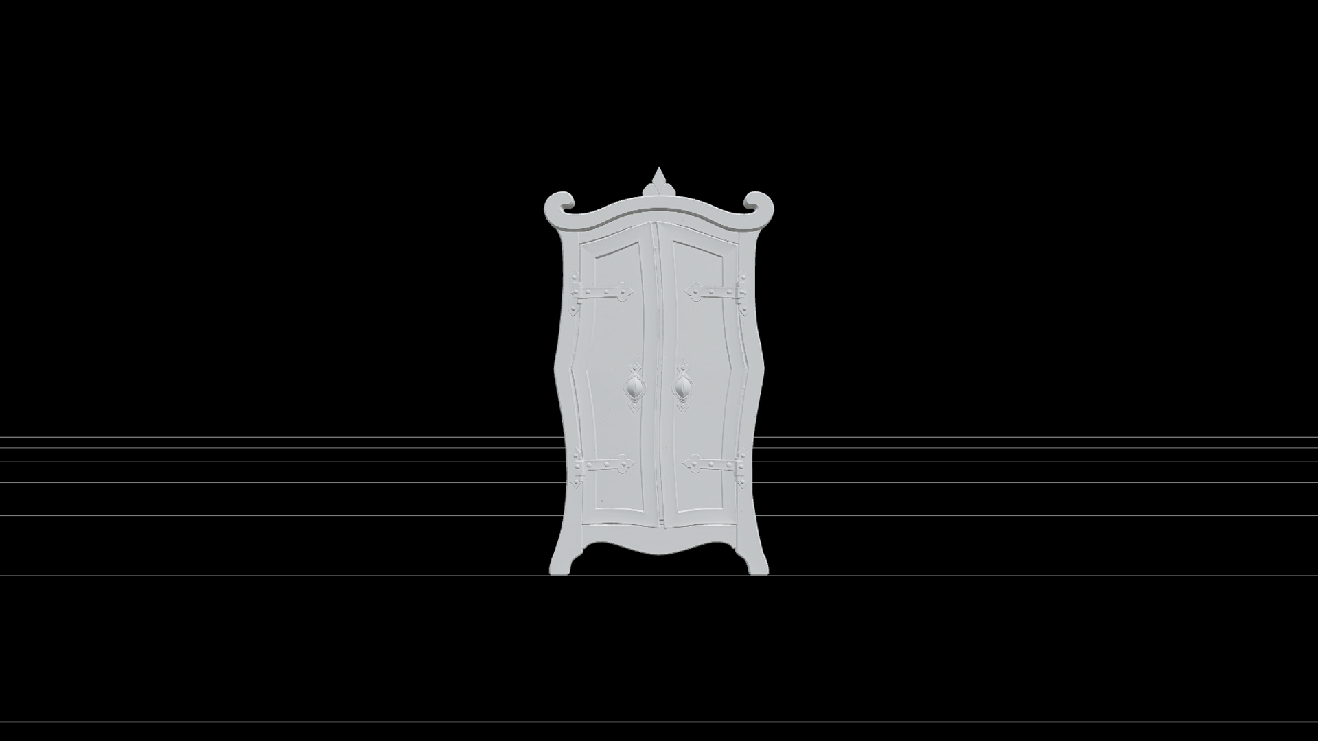 Haunted Wardrobe with Purple Doors and Eye Handles 3D Model 3D Model