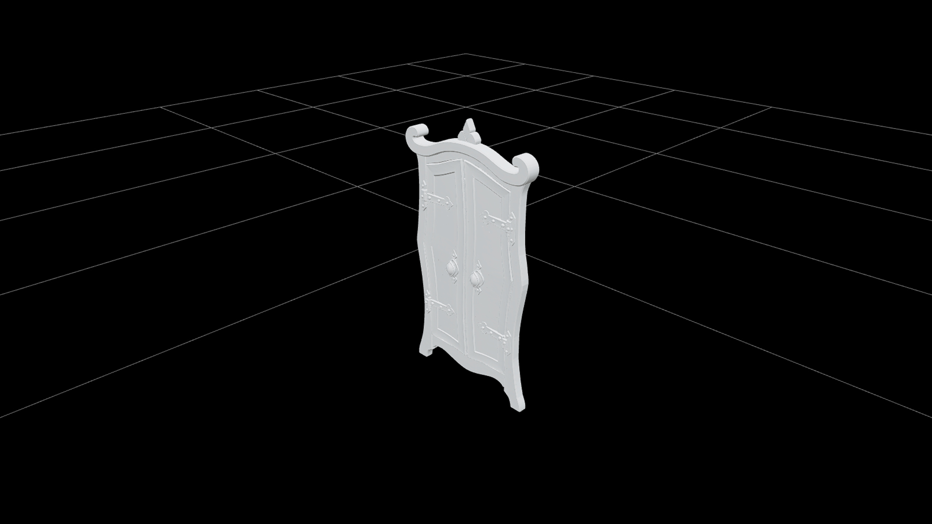 Haunted Wardrobe with Purple Doors and Eye Handles 3D Model 3D Model