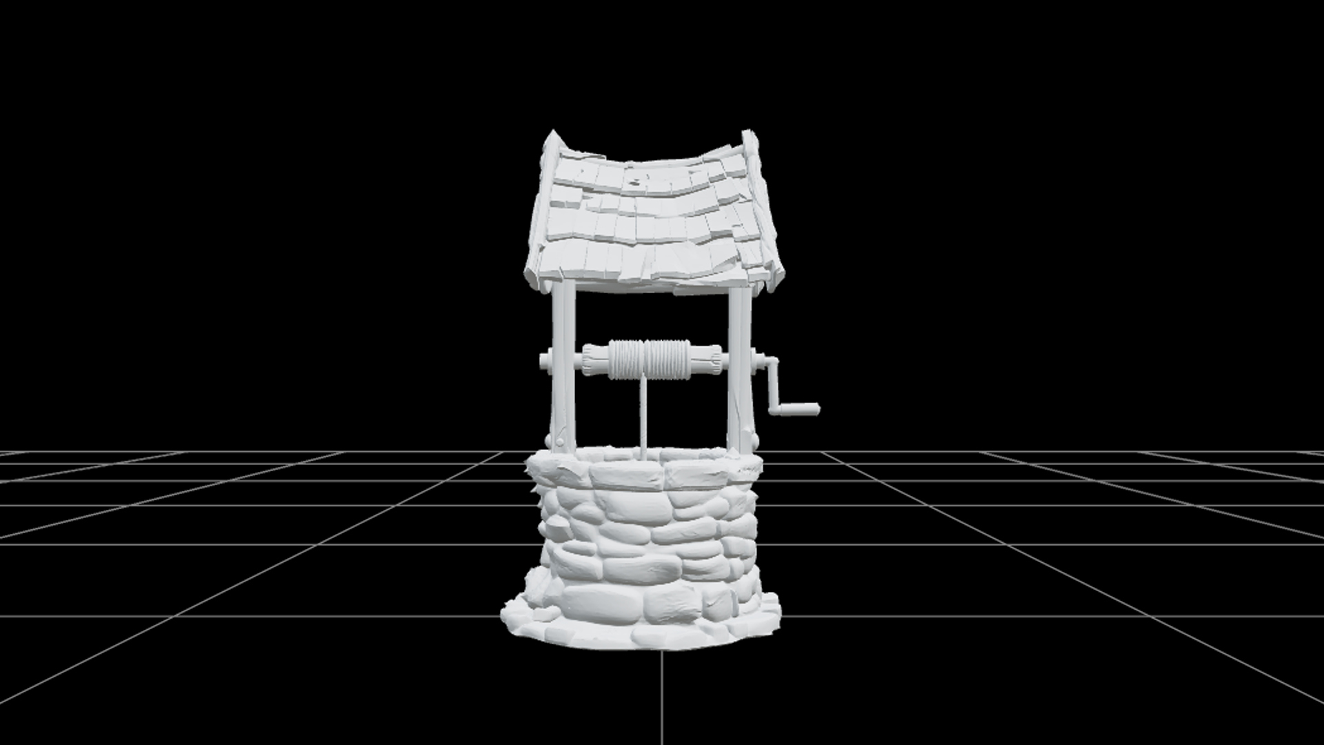 Haunted Wishing Well with Mossy Stones and Rusty Crank 3D Mo 3D Model