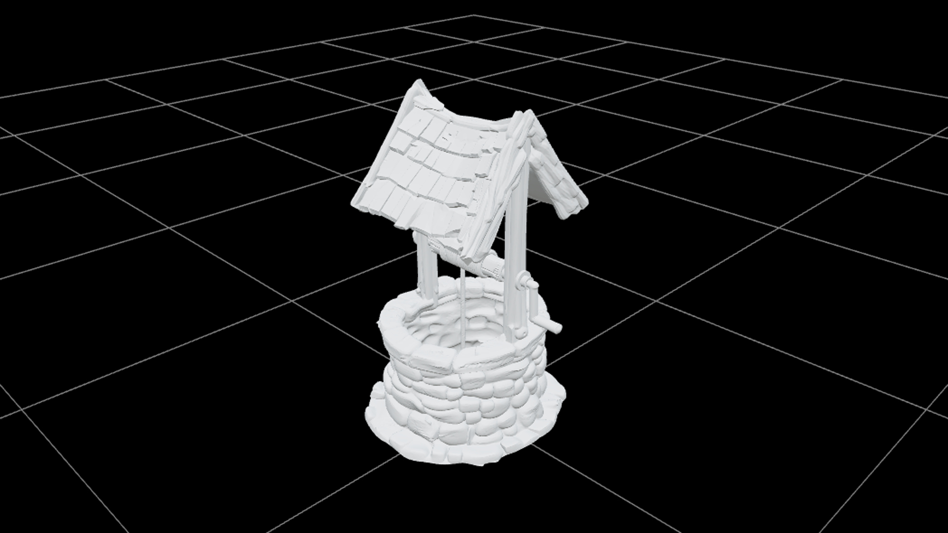 Haunted Wishing Well with Mossy Stones and Rusty Crank 3D Mo 3D Model