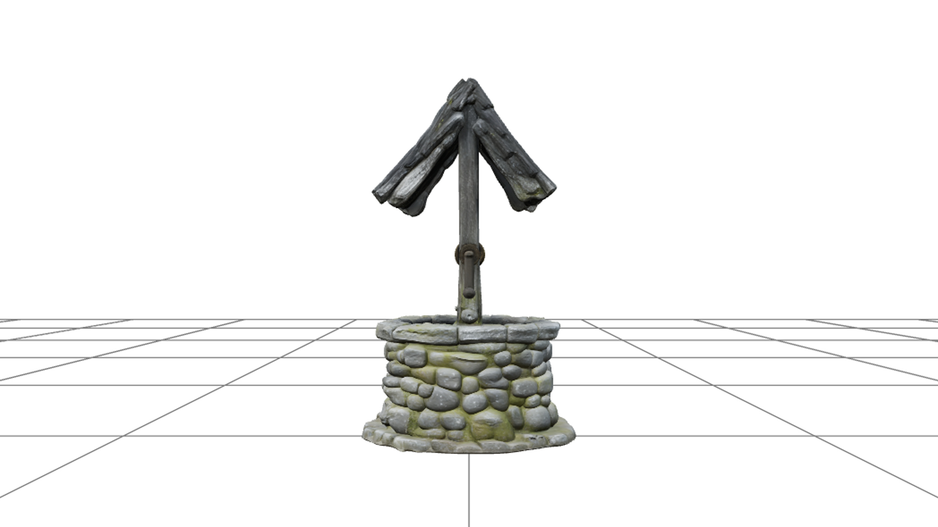 Haunted Wishing Well with Mossy Stones and Rusty Crank 3D Mo 3D Model
