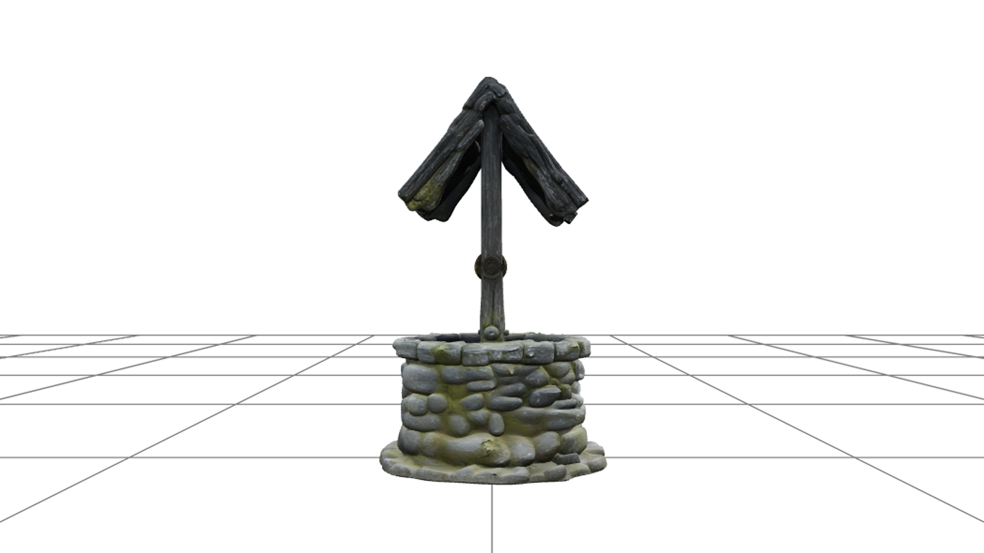Haunted Wishing Well with Mossy Stones and Rusty Crank 3D Mo 3D Model