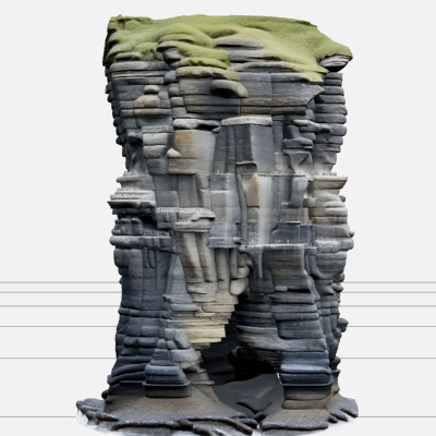 High Detail Coastal Sea Stack Rock Formation 3D Model