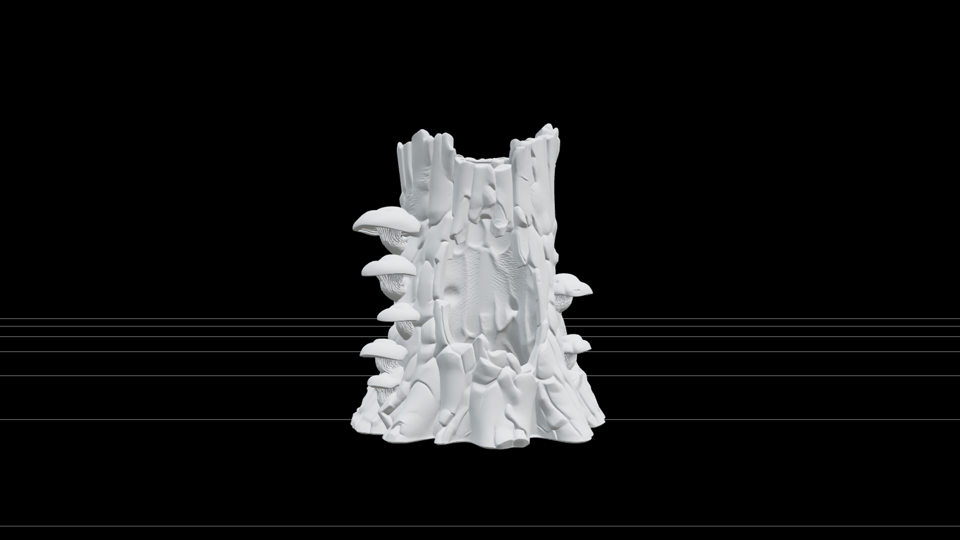 Hollow Tree Stump with Mushrooms and Glowing Core 3D Model 3D Model