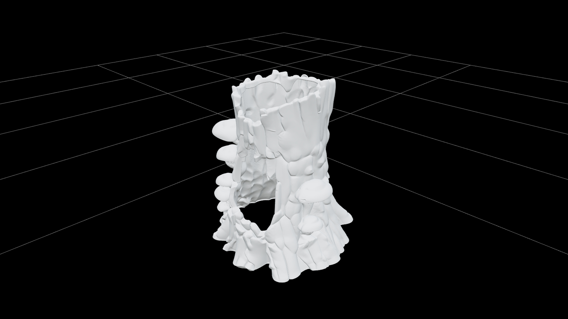Hollow Tree Stump with Mushrooms and Glowing Core 3D Model 3D Model