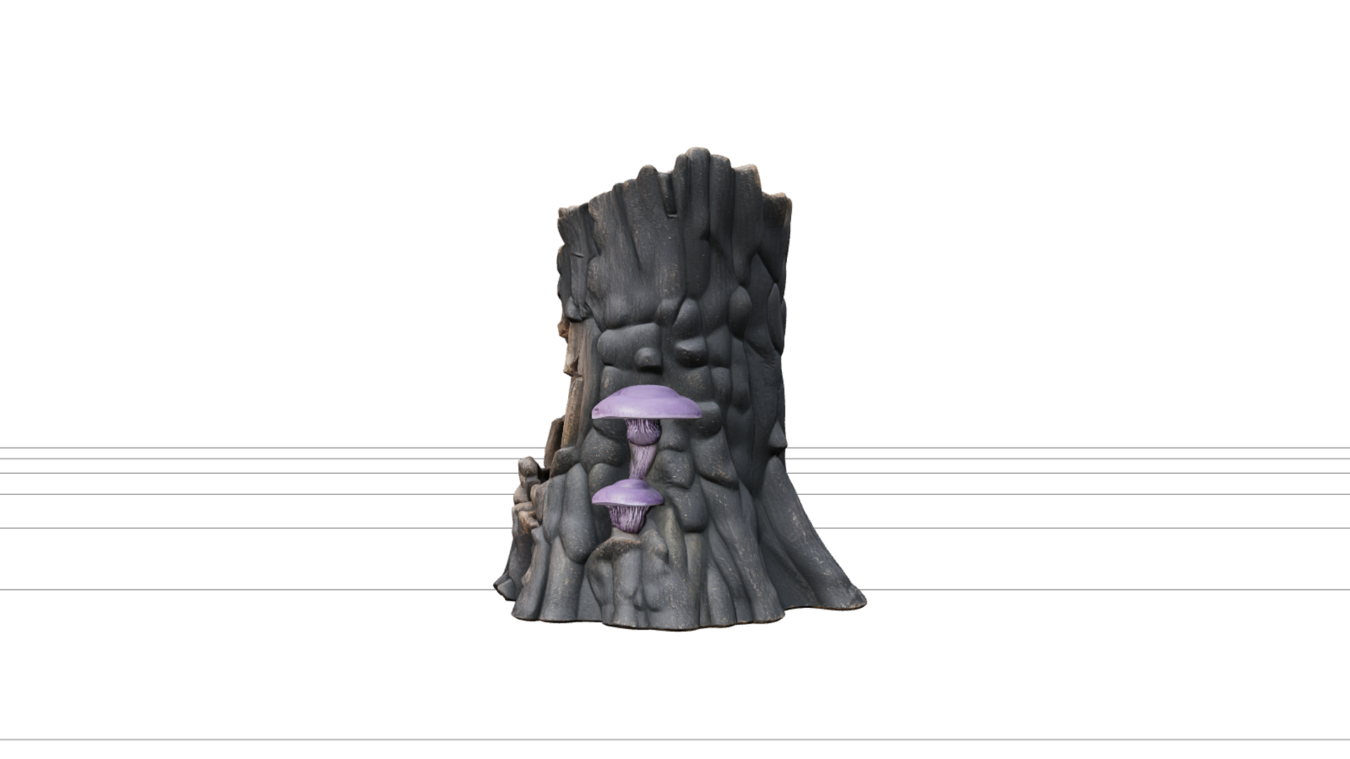 Hollow Tree Stump with Mushrooms and Glowing Core 3D Model 3D Model