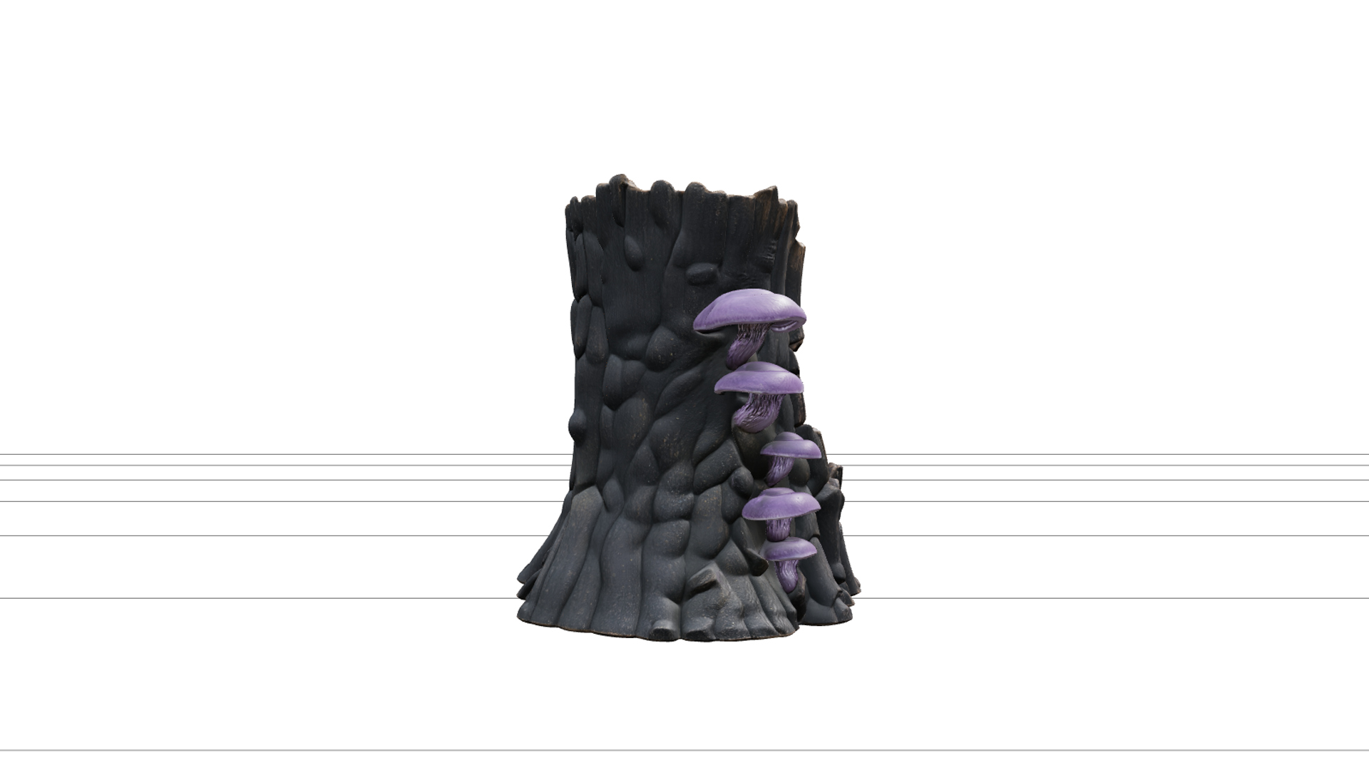 Hollow Tree Stump with Mushrooms and Glowing Core 3D Model 3D Model