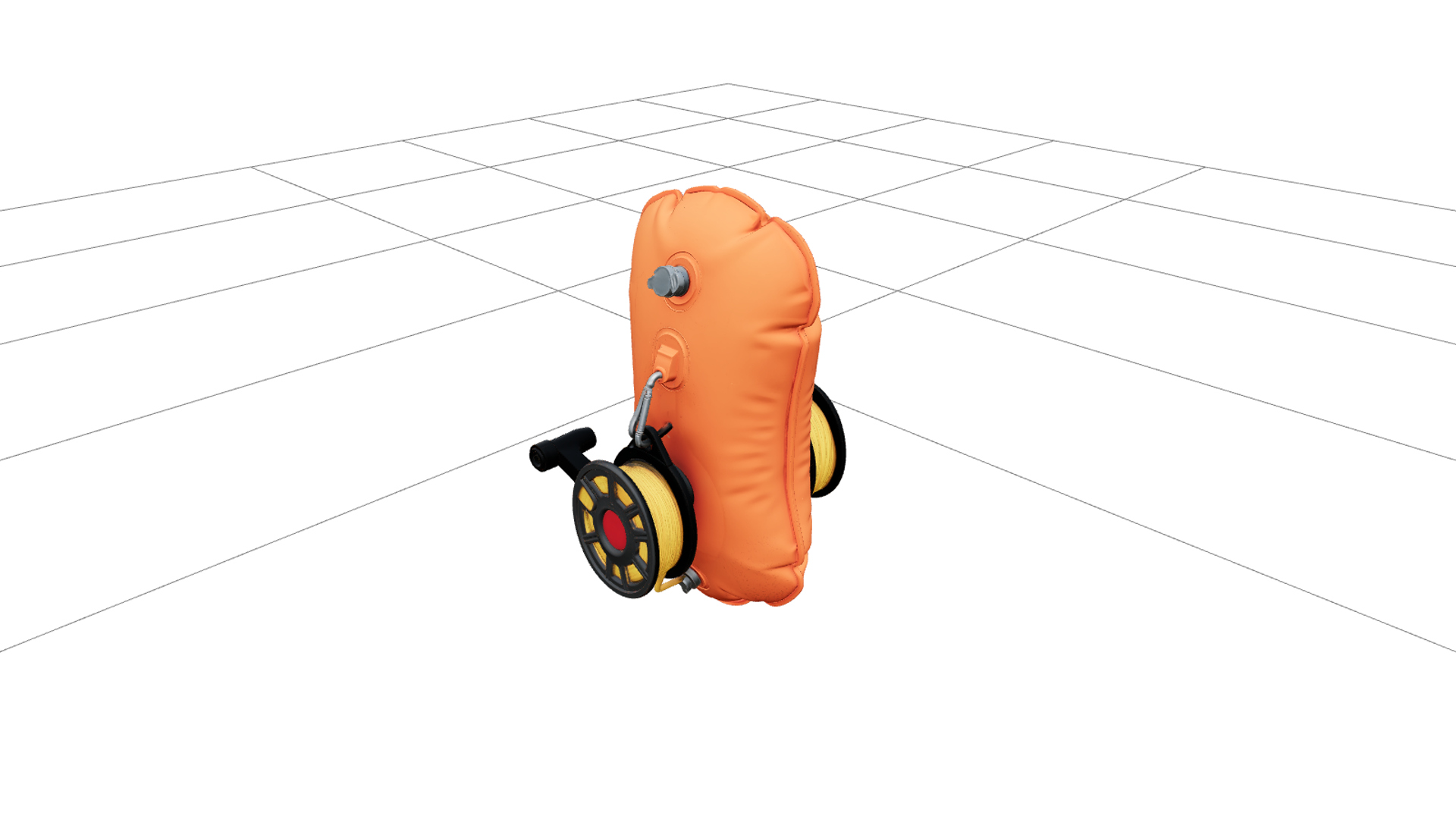 Inflatable Orange Diver Buoy with Reel Model Asset 3D Model