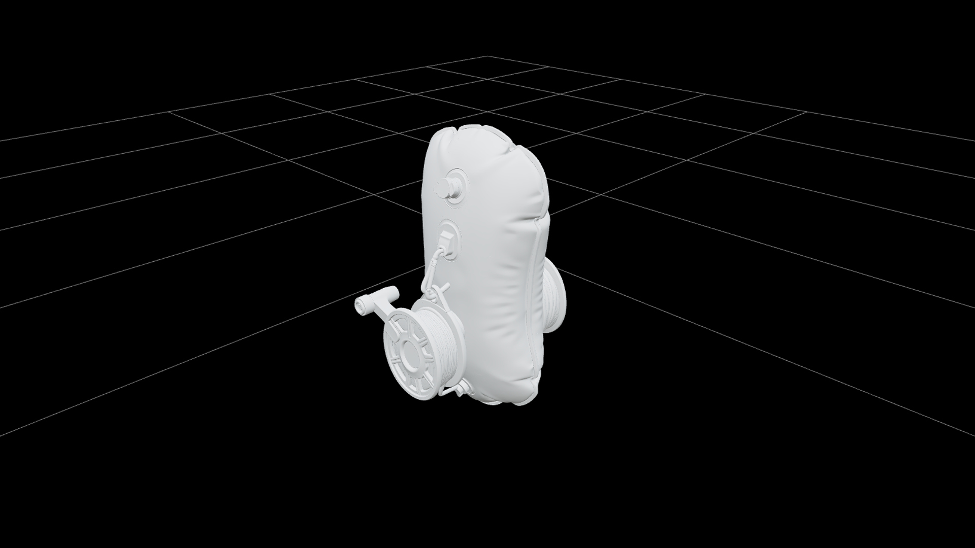 Inflatable Orange Diver Buoy with Reel Model Asset 3D Model