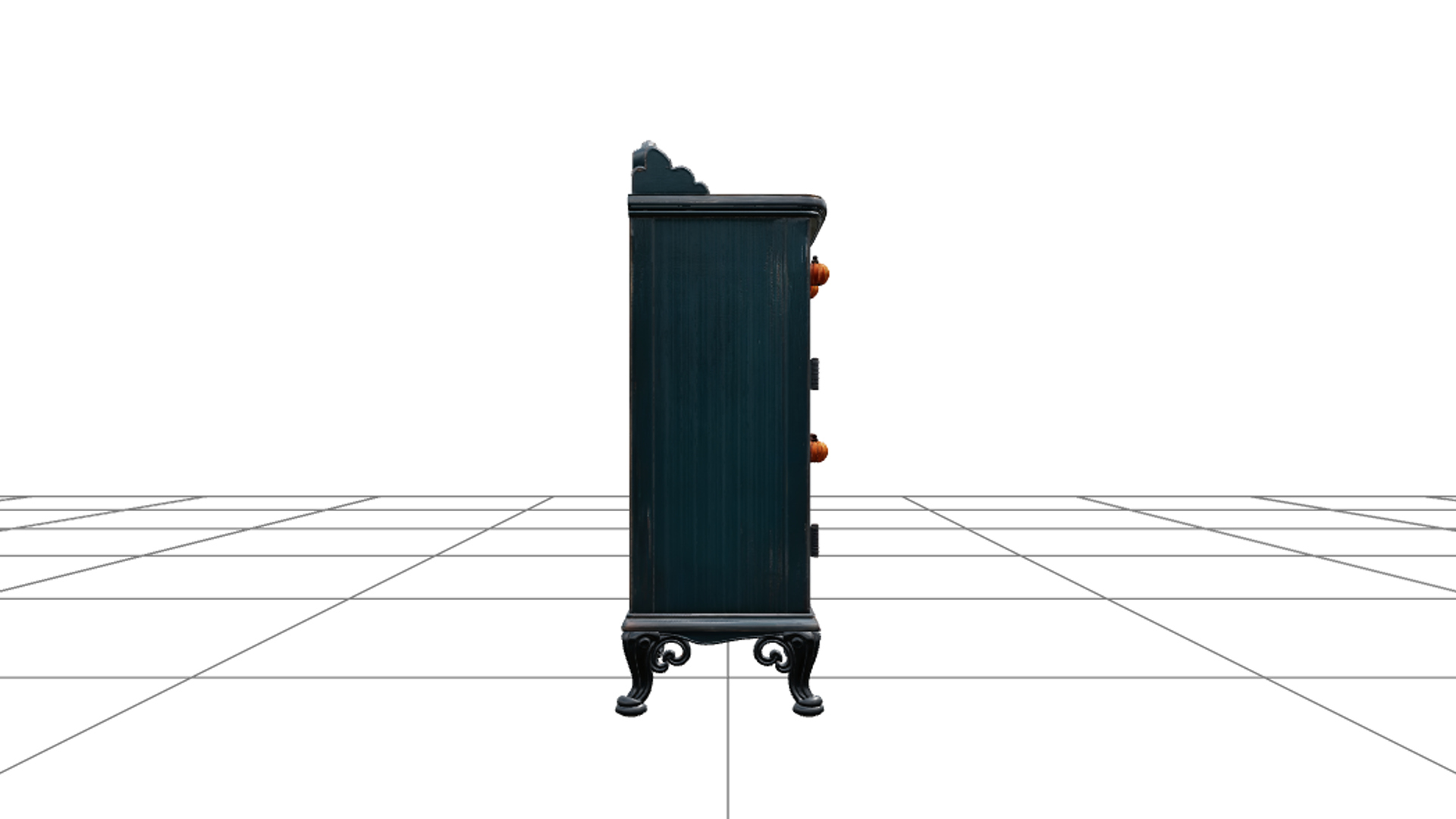 Kitchen Cabinet with Purple Doors and Iron Feet 3D Model 3D Model