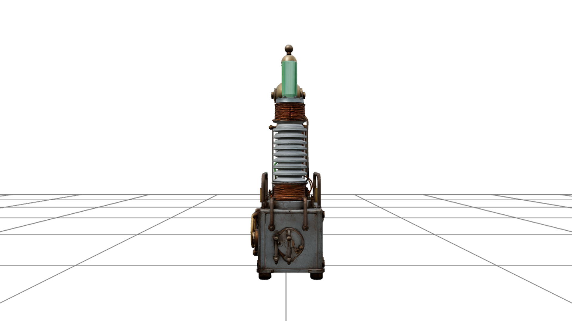 Mad Scientist Machine with Copper Wires Green Tubes 3D Model 3D Model