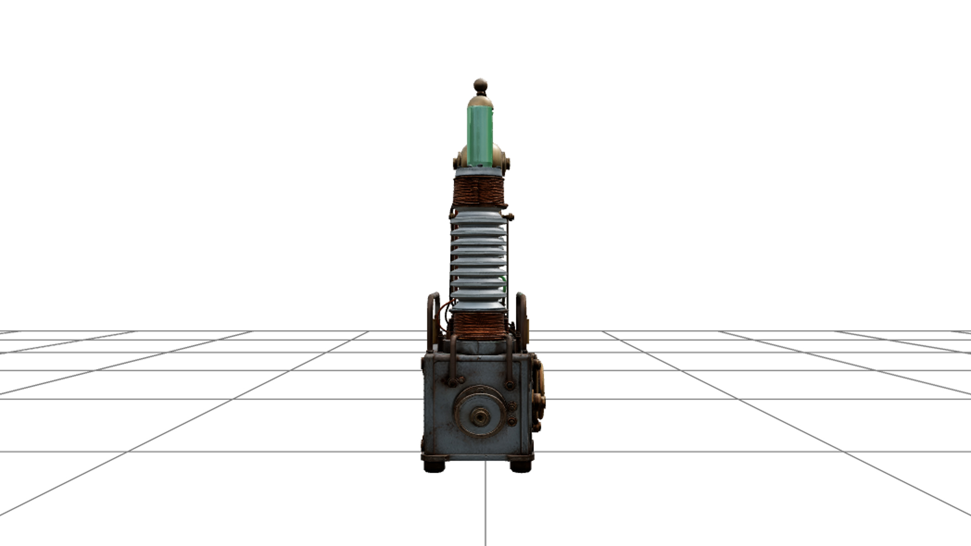 Mad Scientist Machine with Copper Wires Green Tubes 3D Model 3D Model
