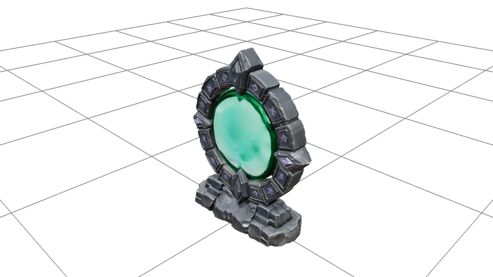 Magic Portal Ring with Violet Runes and Emerald Center 3D Mo 3D Model