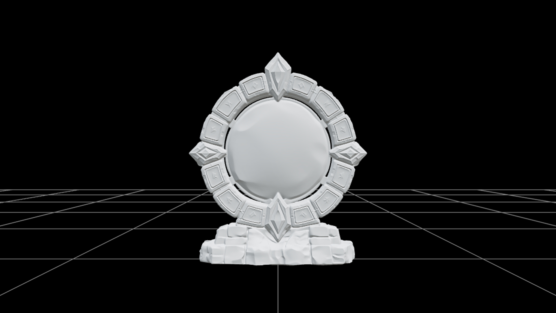 Magic Portal Ring with Violet Runes and Emerald Center 3D Mo 3D Model
