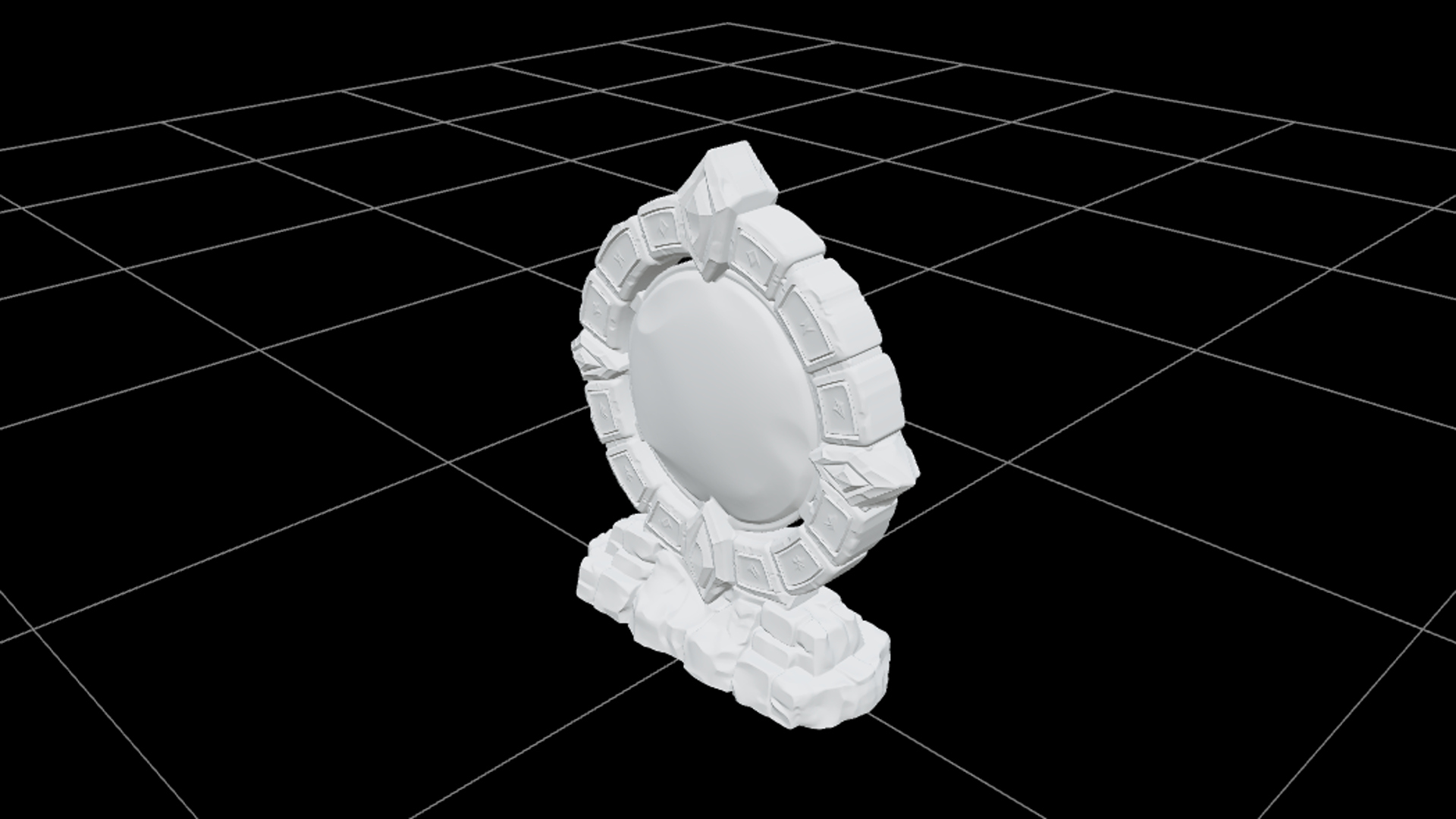 Magic Portal Ring with Violet Runes and Emerald Center 3D Mo 3D Model