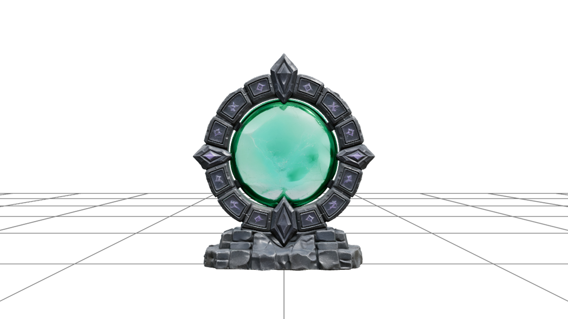 Magic Portal Ring with Violet Runes and Emerald Center 3D Mo 3D Model